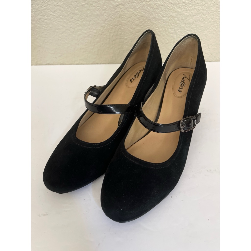 Trotters Black Suede Mary Jane Heels Women’s Size 9.5w